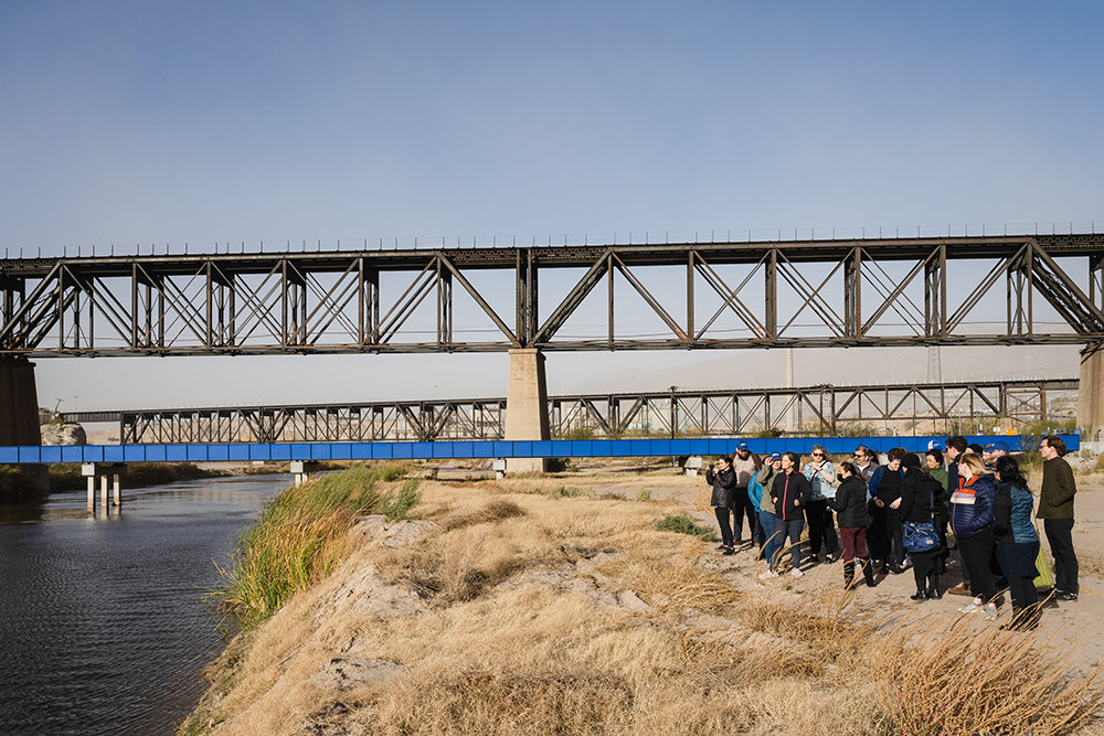 A delegation of rabbis led by HIAS and T'ruah walk towards the Rio Grande while visiting the U.S.-Mexico border on December 12, 2022. Photo Credit: Justin Hamel for HIAS